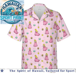 Princess Peach Super Mario Mushrooms Pink Cute Hawaiian Shirt
