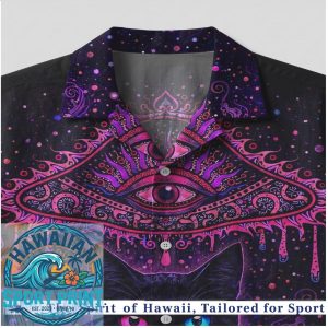 Psychedelic Cosmic Black Cat Magic Mushroom Trippy Hawaiian Shirt