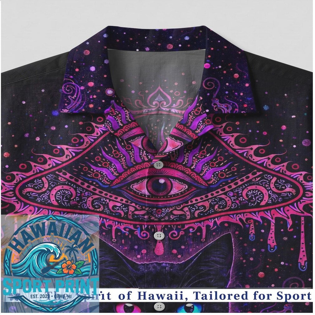 Psychedelic Cosmic Black Cat Magic Mushroom Trippy Hawaiian Shirt Psychedelic Cosmic Black Cat Magic Mushroom Trippy Hawaiian Shirt