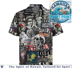 Punk Rock Music Band Collage Skull Queen Protest Hawaiian Shirt