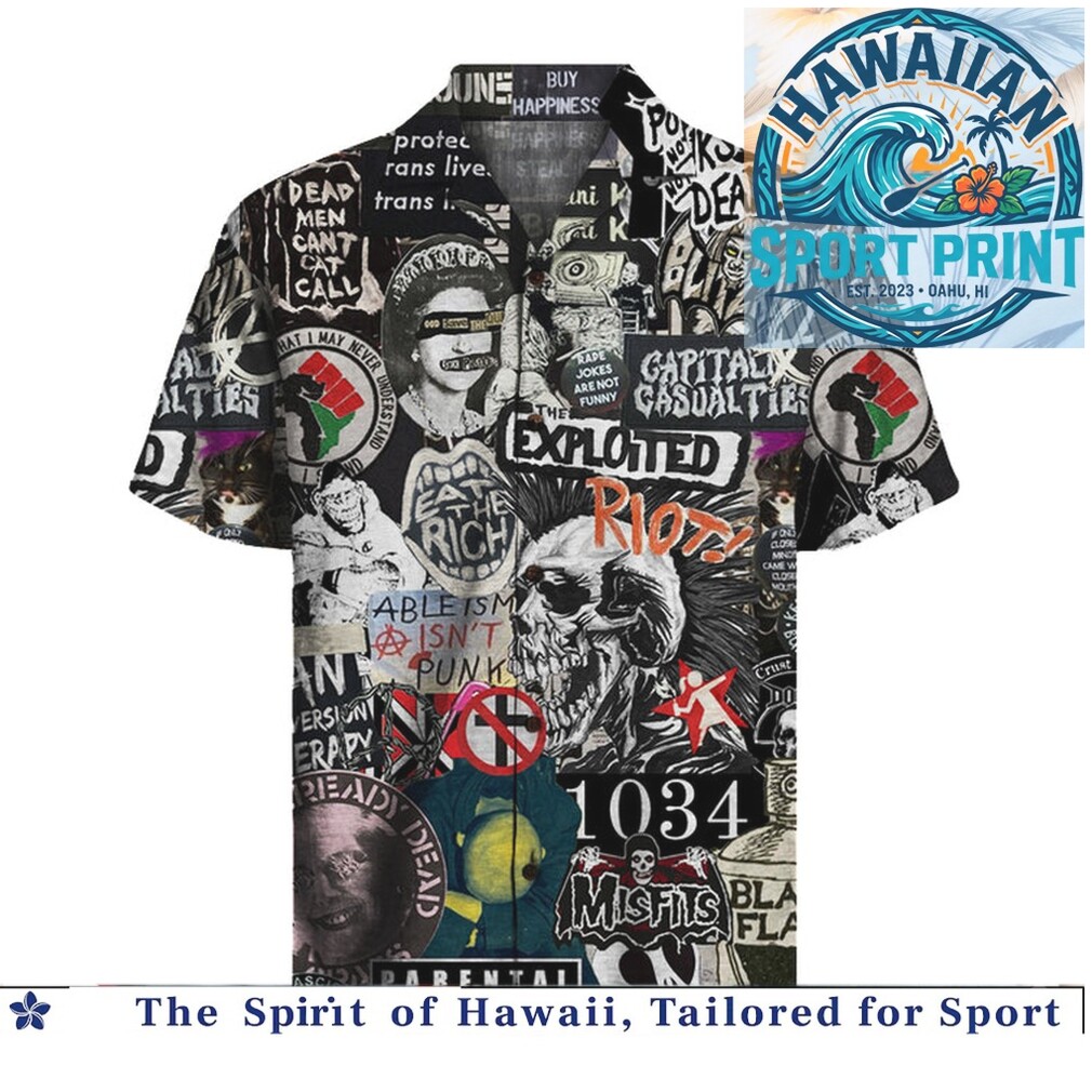 Punk Rock Music Band Collage Skull Queen Protest Hawaiian Shirt Punk Rock Music Band Collage Skull Queen Protest Hawaiian Shirt