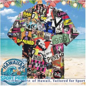 Punk Rock Music Collage Vintage Bands Retro Festival Hawaiian Shirt