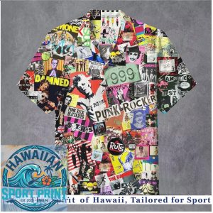 Punk Rock Music Collage Vintage Style Summer Hawaiian Shirt