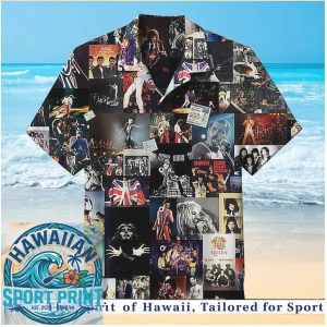 Queen Rock Band Vintage Tour Photo Collage Concert Hawaiian Shirt