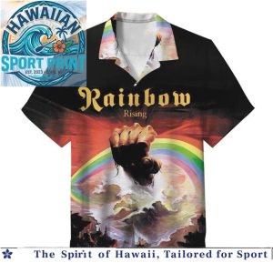 Rainbow Rock Band Rising Album Artwork Classic Music Hawaiian Shirt