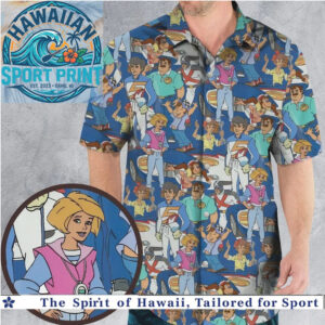 Retro 80s Cartoon Action Heroes Vintage Tropical Hawaiian Shirt