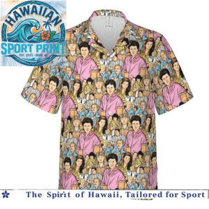 Retro 80s Sitcom Characters Cast Collage Nostalgia Hawaiian Shirt