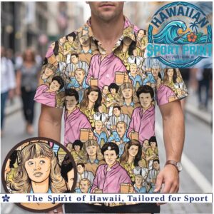 Retro 80s Sitcom Characters Cast Collage Nostalgia Hawaiian Shirt