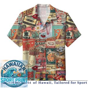 Retro 90s Nostalgia Music And Vintage Vibe Collage Hawaiian Shirt
