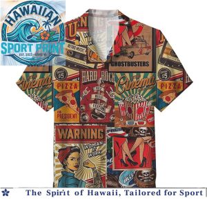 Retro 90s Nostalgia Music And Vintage Vibe Collage Hawaiian Shirt