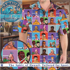 Retro Arcade Boxing Video Game Characters Grid Hawaiian Shirt