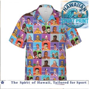 Retro Arcade Boxing Video Game Characters Grid Hawaiian Shirt