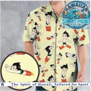 Retro Astro Boy Flying Anime Cute Yellow Hawaiian Shirt