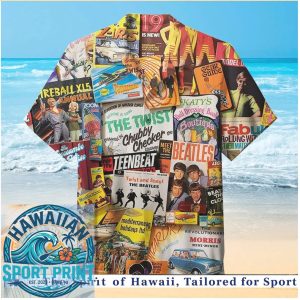 Retro Beatles Vintage Music Magazine Collage Hawaiian Shirt