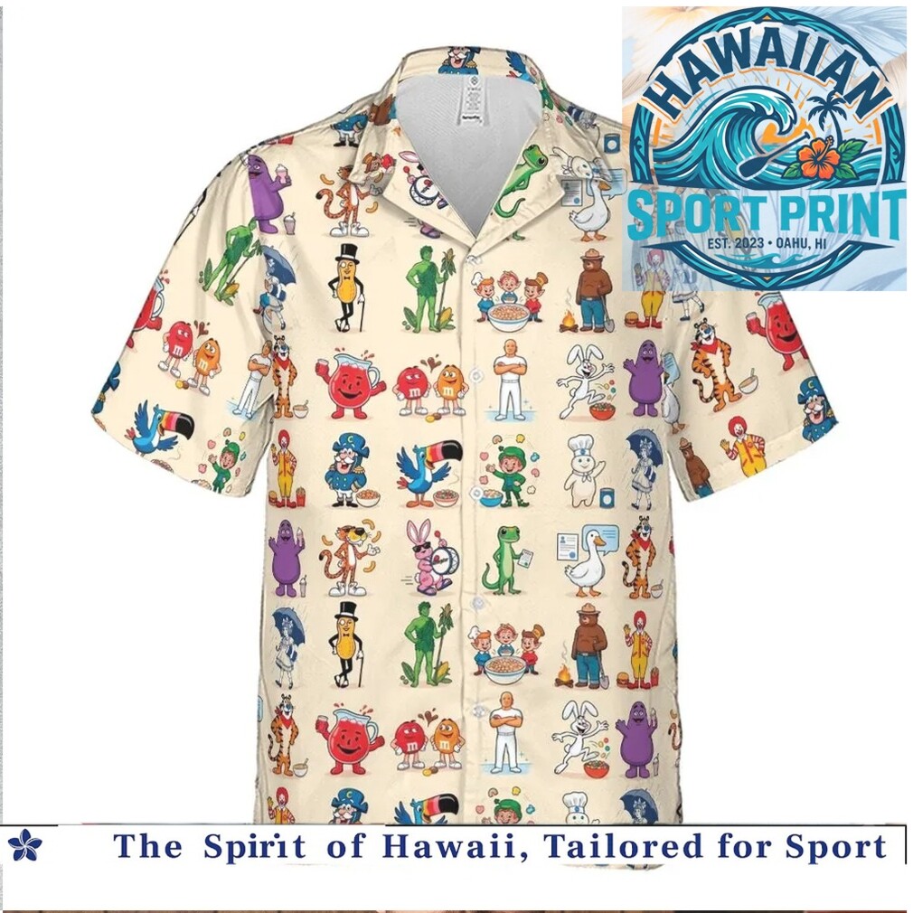 Retro Cereal Mascots Nostalgia Classic Breakfast Food Hawaiian Shirt Retro Cereal Mascots Nostalgia Classic Breakfast Food Hawaiian Shirt