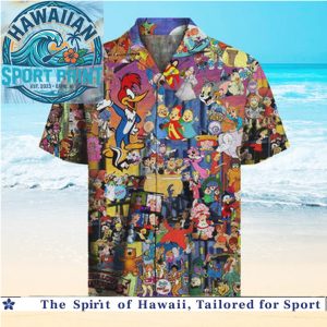Retro Classic Cartoons Characters Collage Summer Beach Hawaiian Shirt