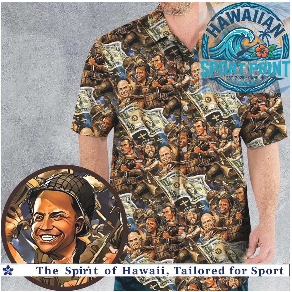 Retro Combat Soldiers And Money Dollar Print Hawaiian Shirt Retro Combat Soldiers And Money Dollar Print Hawaiian Shirt