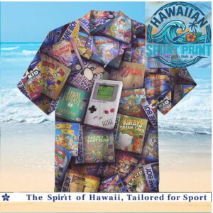 Retro Game Boy Classic Video Games Cartridges Nostalgia Hawaiian Shirt