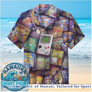 Retro Game Boy Classic Video Games Cartridges Nostalgia Hawaiian Shirt
