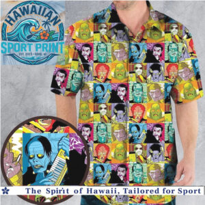Retro Horror Monster Comic Pop Art Spooky Hawaiian Shirt