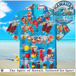 Retro Ice Cream Popsicles Summer Dessert Menu Beach Hawaiian Shirt