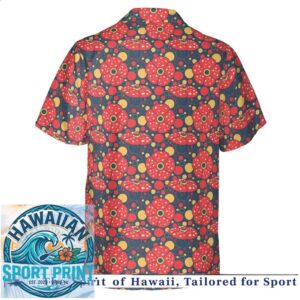 Retro Mushroom Forest Psychedelic Red Polka Dot Hawaiian Shirt