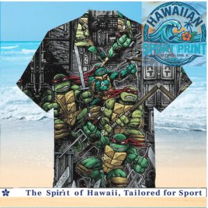 Retro Ninja Turtles Comic Art 90s Nostalgia Summer Hawaiian Shirt