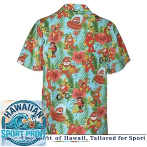 Retro Sci Fi Monster Alien Spaceship Tropical Summer Hawaiian Shirt