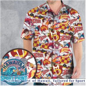 Retro Speed Racer Anime Racing Checkered Hawaiian Shirt