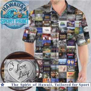 Retro Vintage TV Shows Classic Sitcom Collage Hawaiian Shirt