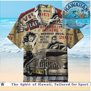 Rockabilly Weekend Retro Classic Car Pin Up Girl Hawaiian Shirt
