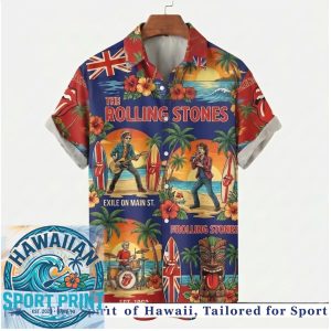 Rolling Stones Exile On Main Street Tiki Beach Hawaiian Shirt