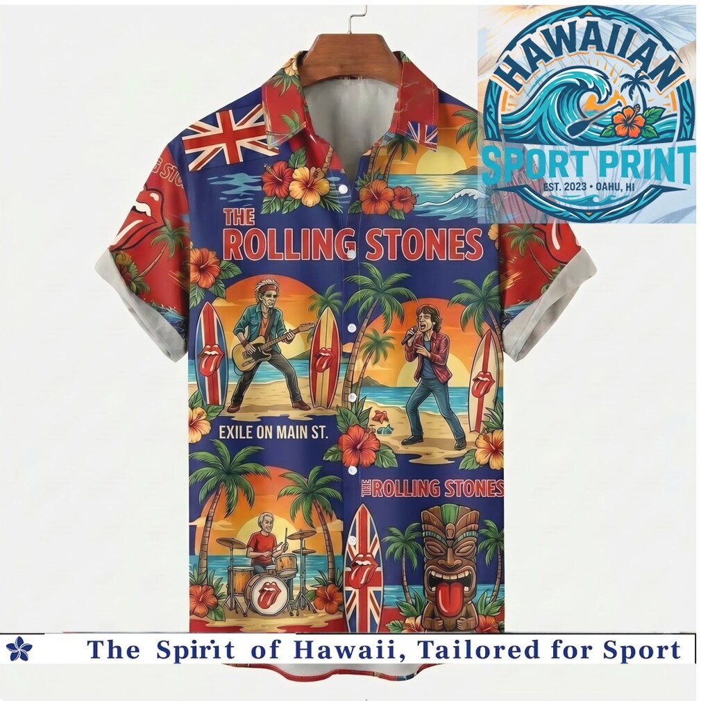 Rolling Stones Exile On Main Street Tiki Beach Hawaiian Shirt Rolling Stones Exile On Main Street Tiki Beach Hawaiian Shirt
