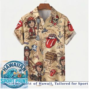 Rolling Stones Pirate Treasure Map Vintage Rock Band Hawaiian Shirt
