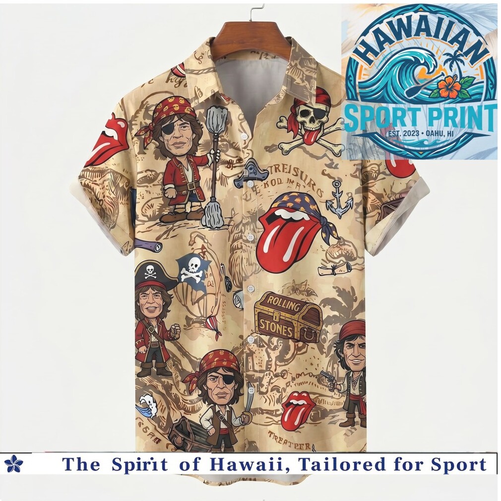 Rolling Stones Pirate Treasure Map Vintage Rock Band Hawaiian Shirt Rolling Stones Pirate Treasure Map Vintage Rock Band Hawaiian Shirt