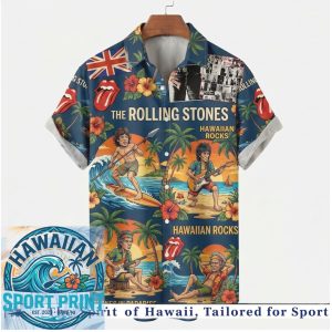 Rolling Stones Tropical Surfing Rock Band Summer Hawaiian Shirt