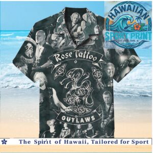 Rose Tattoo Outlaws Hard Rock Band Vintage Australian Hawaiian Shirt