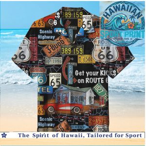 Route 66 Get Your Kicks Vintage Road Trip Travel Hawaiian Shirt
