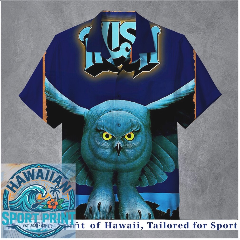 Rush Fly by Night Owl Progressive Rock Album Cover Hawaiian Shirt Rush Fly by Night Owl Progressive Rock Album Cover Hawaiian Shirt