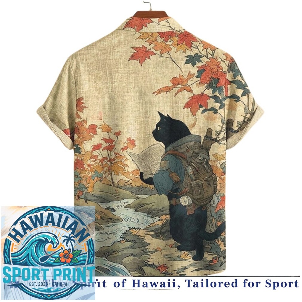 Samurai Black Cat Autumn Travel Japanese Ukiyo E Hawaiian Shirt Samurai Black Cat Autumn Travel Japanese Ukiyo E Hawaiian Shirt