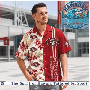 San Francisco 49ers Logo Tropical Floral Summer Button Down Aloha Shirt