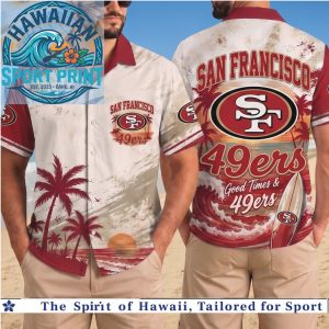 San Francisco 49ers Tropical Sunset Palm Beach Aloha Hawaiian Shirt