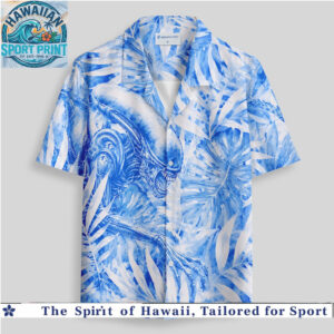 Sci Fi Alien Xenomorph Blue Tropical Leaf Aloha Hawaiian Shirt