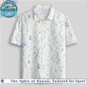 Science Laboratory Microscope DNA Cells Biology Blue Toile Hawaiian Shirt