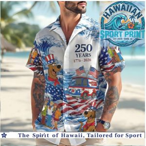 Scooby Doo 250 Years 1776 2026 USA Flag American Independence Aloha Shirt