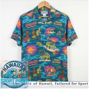 Scooby Doo Mystery Machine Sunset Beach Tropical Hawaiian Shirt