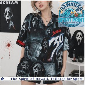 Scream Horror Movie 30th Anniversary Ghostface Collage Hawaiian Shirt