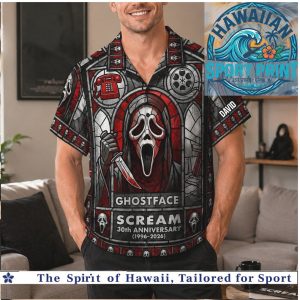 Scream Horror Movie Ghostface 30th Anniversary Stained Glass Hawaiian Shirt