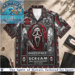Scream Horror Movie Ghostface 30th Anniversary Stained Glass Hawaiian Shirt