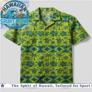 Sea Turtle Tropical Palm Tree Tie Dye Hawaiian Shirt